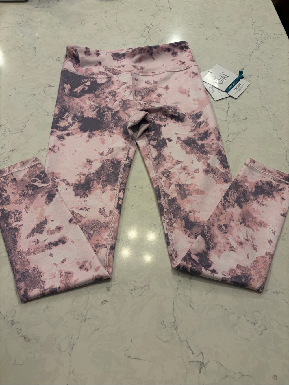 Athleta Girl Pink Marble High-Rise Leggings